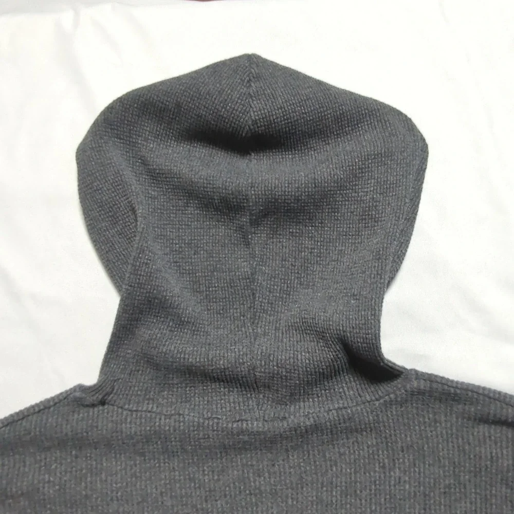 Bar J Wranglers Jackson Hole Wyoming‎ Thermal Hoodie Gray Waffle Knit Large USA